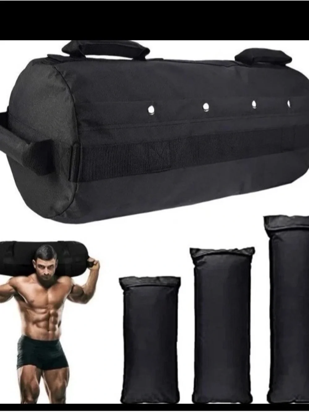 APTITUDE ATHLETIC Cross fit weight bag - black 60LB sandbags for fitness,...